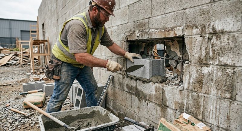 Cinder Block Wall Repair in Aledo, TX
