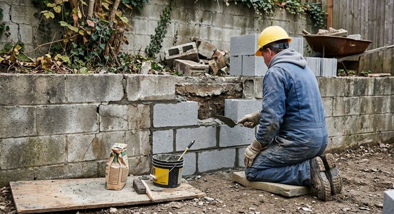 Cinder Block Wall Repair in Aledo, TX