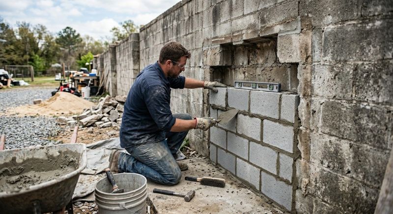Cinder Block Wall Repair in Aledo, TX