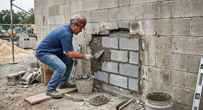 Cinder Block Wall Repair in Paradise, TX