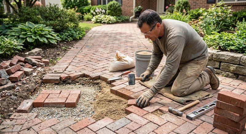 Entryway Brick Repair in Weatherford, TX