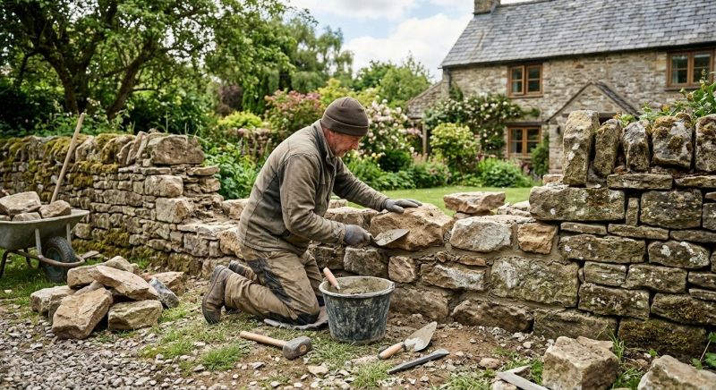 Stone Wall Repair in Parker County, TX